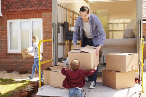 Moving truck loaded with household items